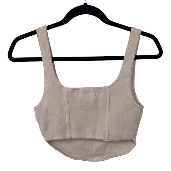 House of Harlow 1960 Ribbed Knit Corset Style Wide Strap Crop Top Size S - Picture 2 of 4
